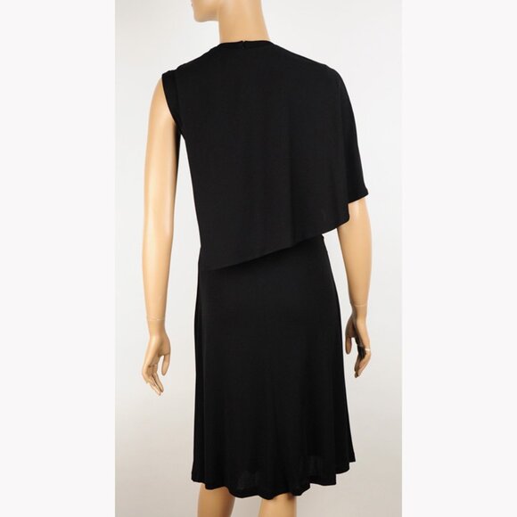 BALENCIAGA BLACK DRESS WITH CAPELET STRETCH JERSEY RUCHING - Picture 4 of 11